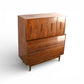 American of Martinsville Dania Collection Vintage Mid Century Modern Highboy Dresser with Doors c. 1960s
