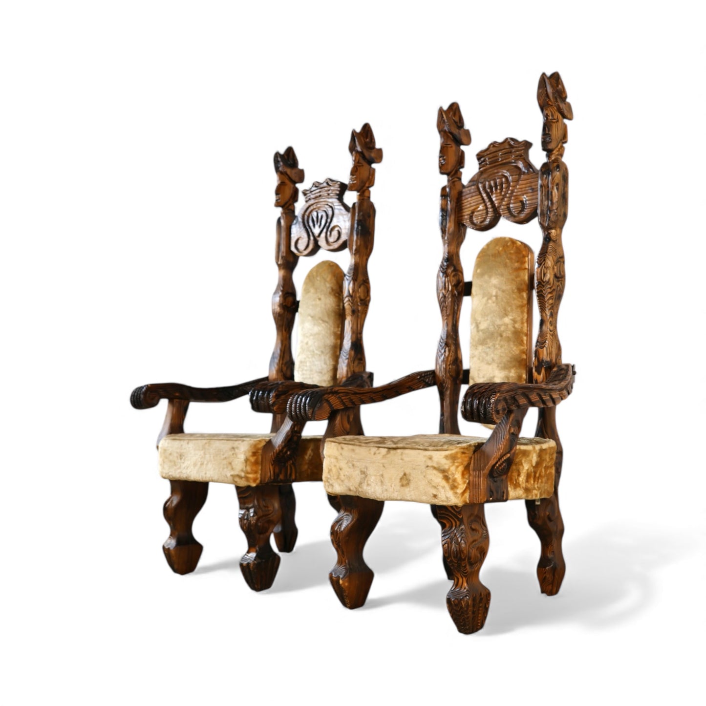 Witco Tiki Rare Pair of Vintage Mid Century Modern Throne Chairs c. 1960s