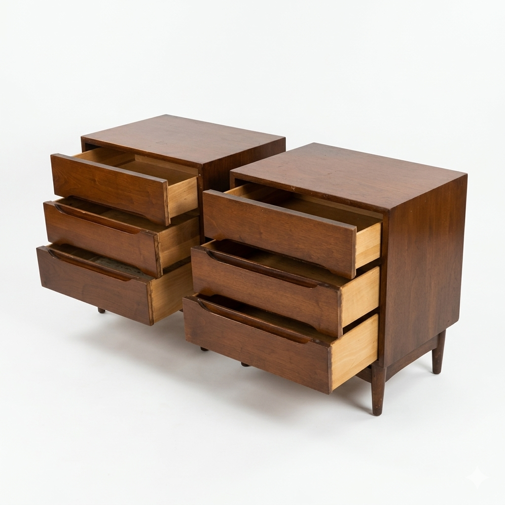 Ramseur Furniture Vintage Mid Century Modern Pair of Nightstands c. 1960s