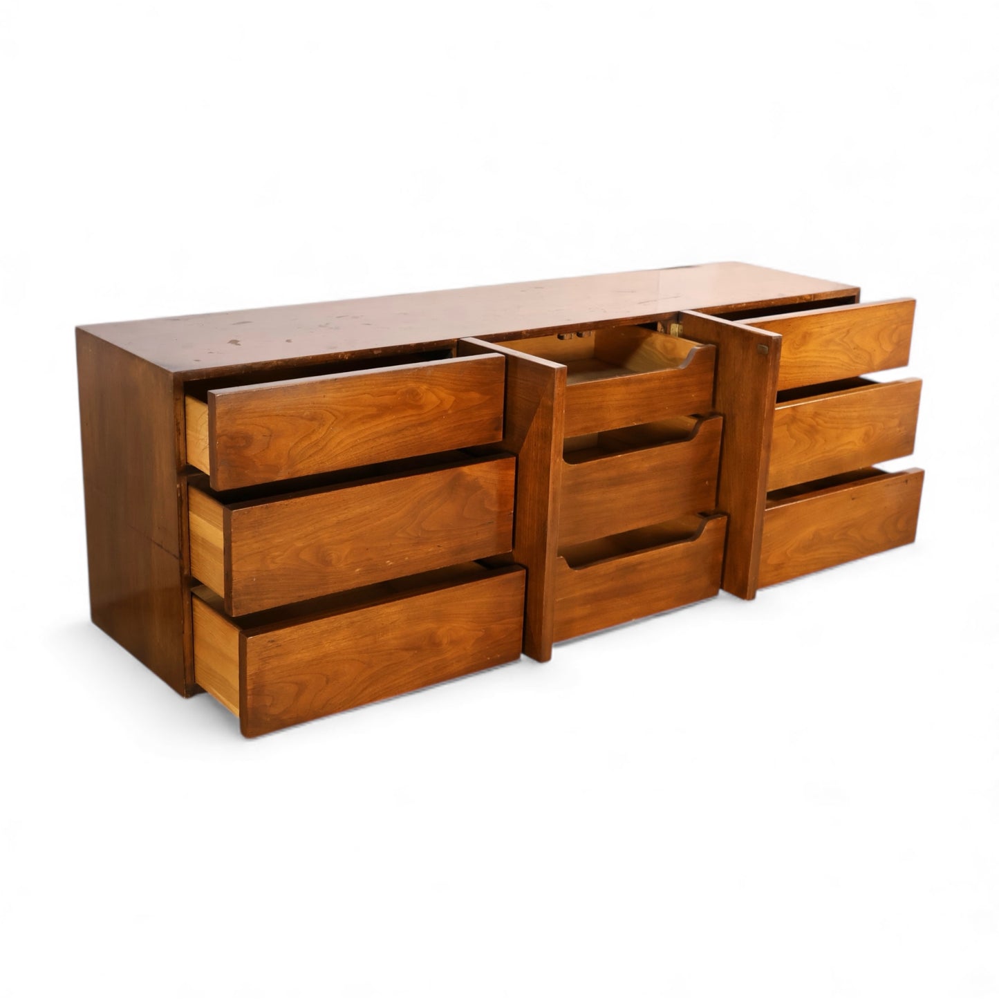 American of Martinsville Vintage Mid Century Modern 9 Drawer Lowboy Dresser c. 1960s