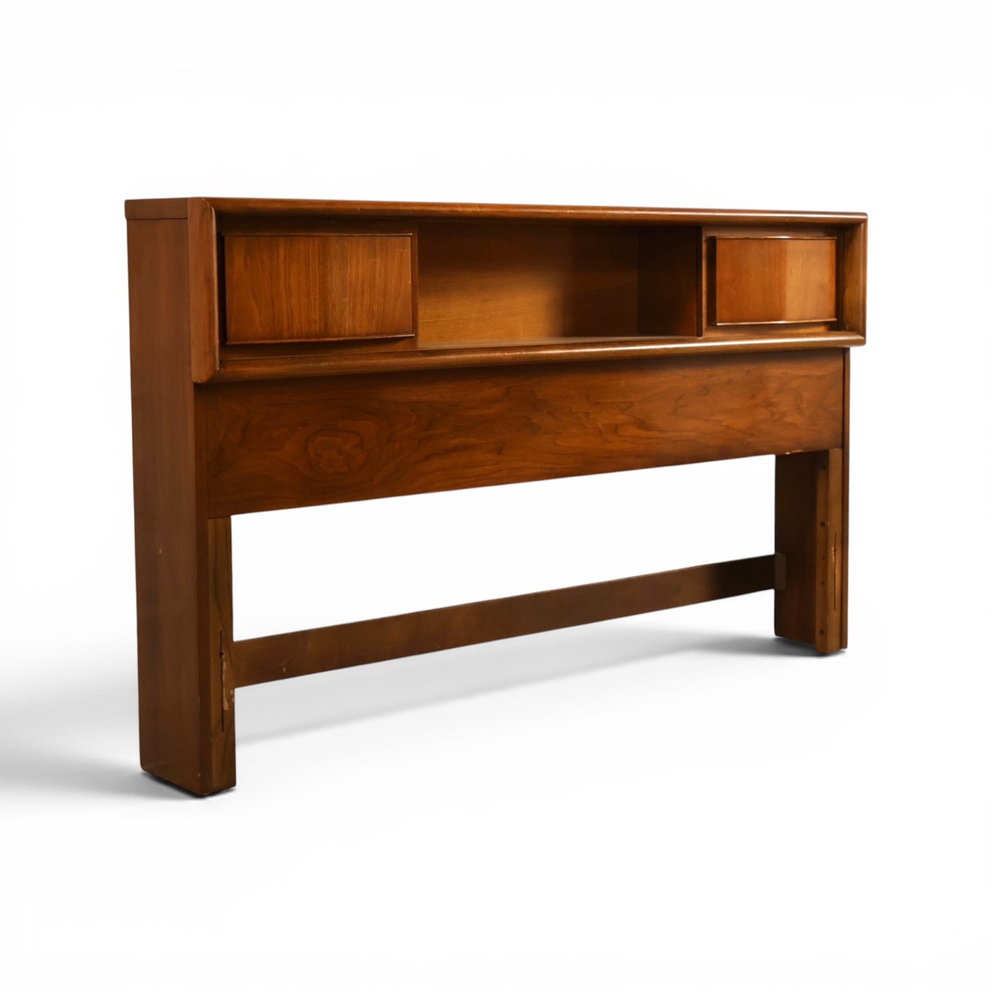 United Furniture Diamond Front Vintage Mid Century Modern Full Size Book Case Headboard c. 1960s