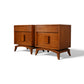 Tomlinson Pair of Vintage Mid Century Modern Burl and Walnut  Nightstands c. 1960s