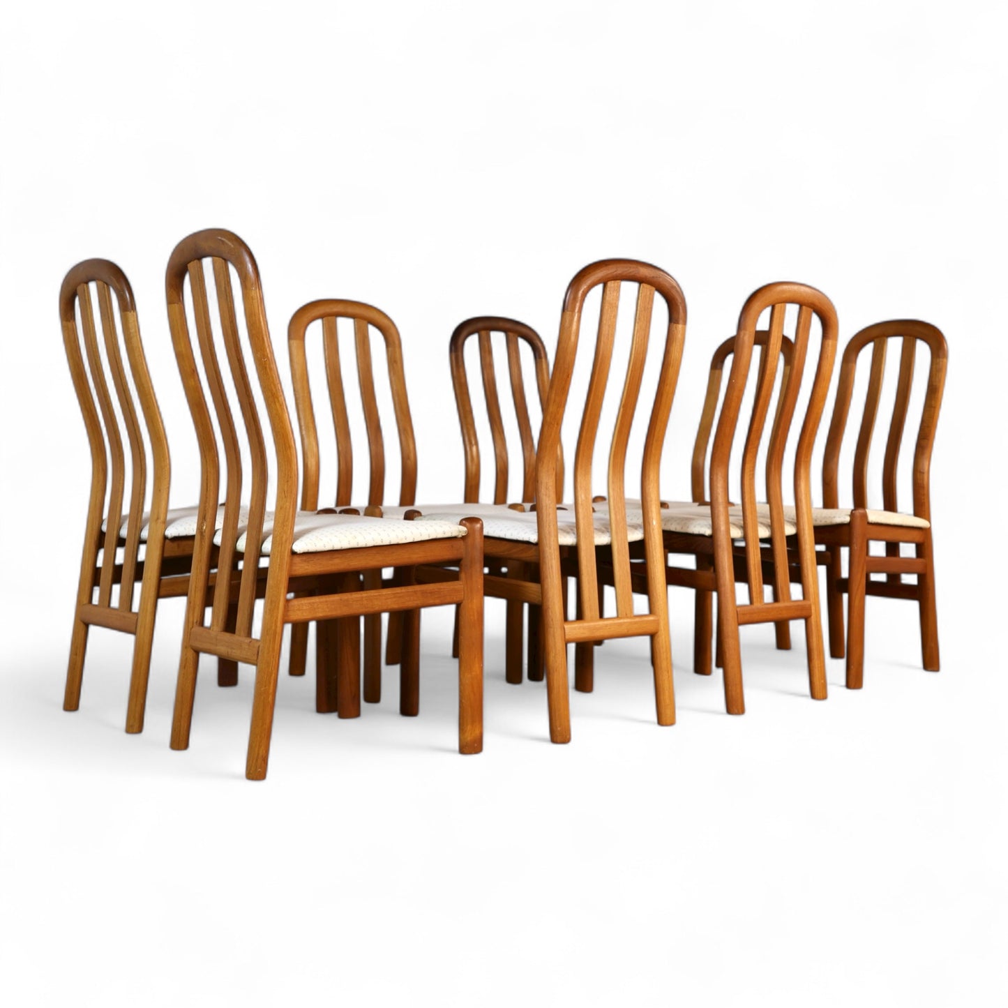 Skovby Vintage Danish Modern Set of 8 Teak Dining Chairs c. 1970s