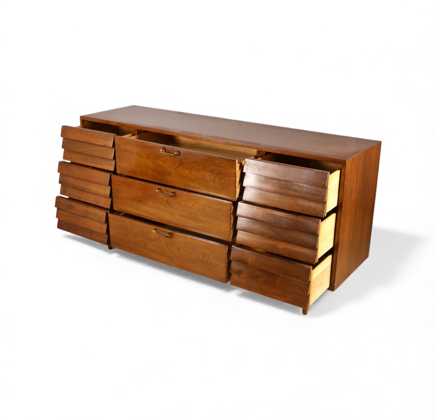 American of Martinsville Dania Collection Vintage Mid Century Modern 9 Drawer Lowboy Dresser c. 1960s