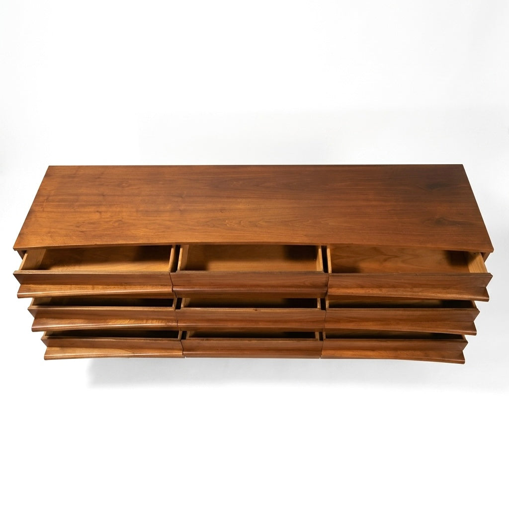 Young Manufacturing Vintage Concave Top Mid Century Lowboy Dresser c. 1960s