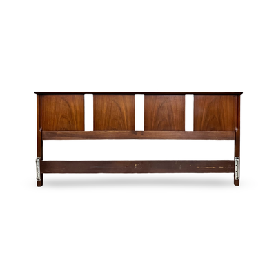 United Furniture Vintage Mid Century Modern King Size Walnut Headbo... — walnut construction, front view
