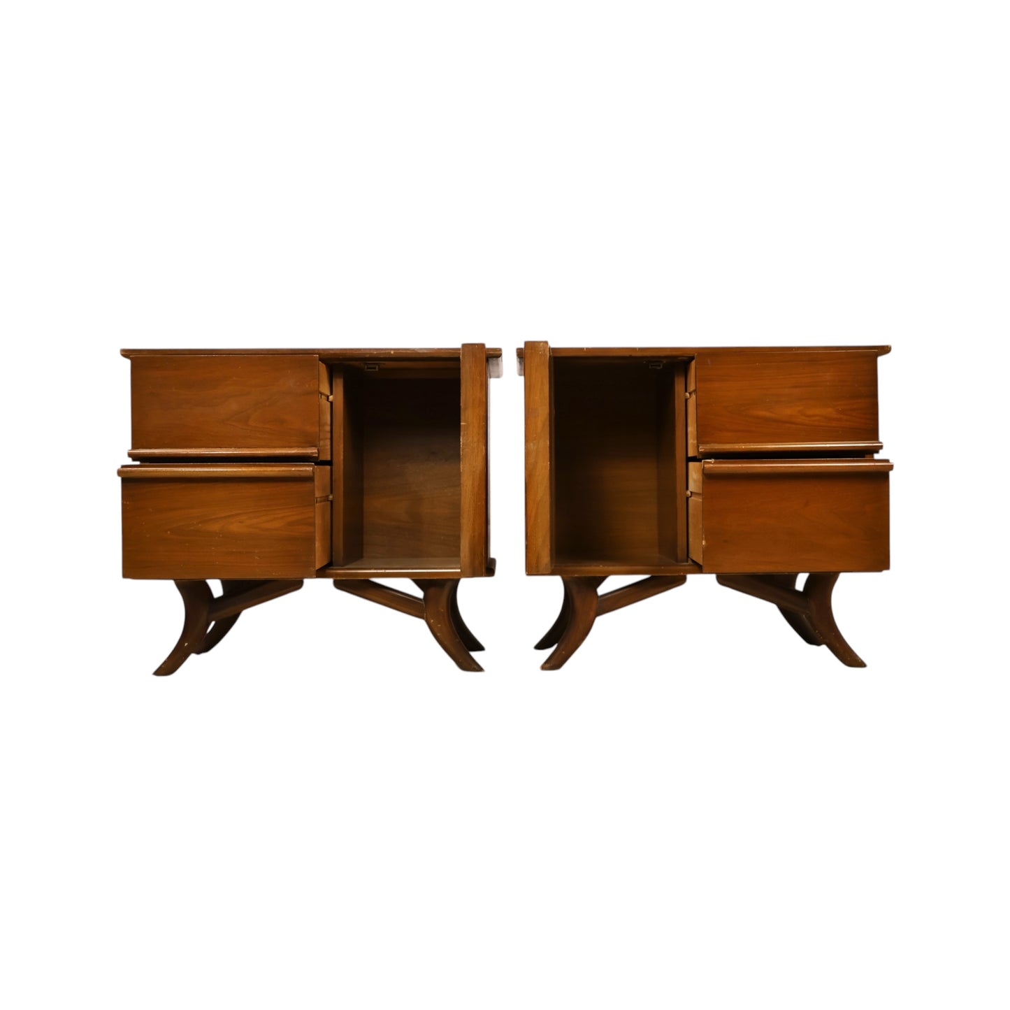 Sculpted Vintage Mid Century Modern Pair of Nightstands c. 1960s