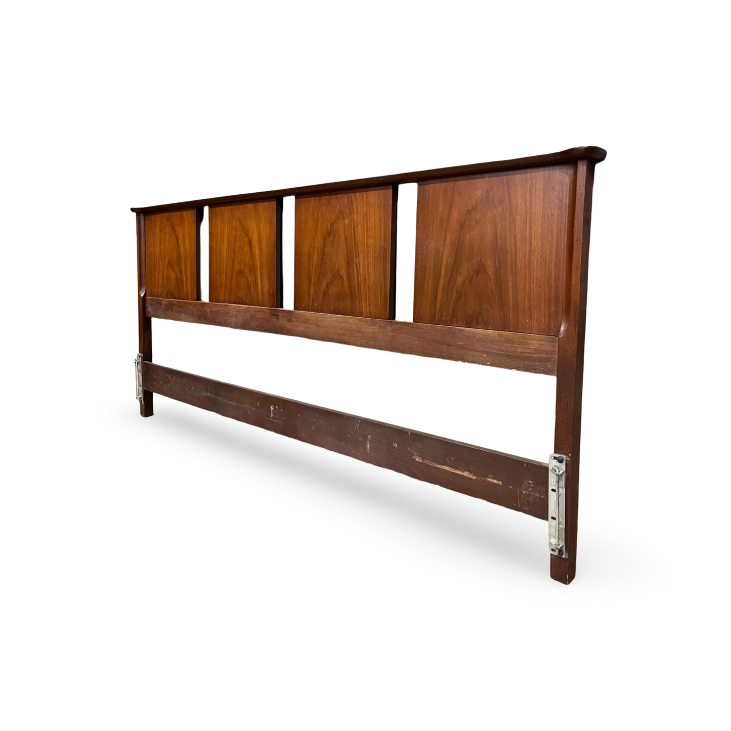 United Furniture Vintage Mid Century Modern King Size Walnut Headboard c. 1960s