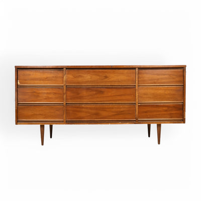 Dixie Vintage Mid Century Modern 9 Drawer Lowboy c. 1960s — front view