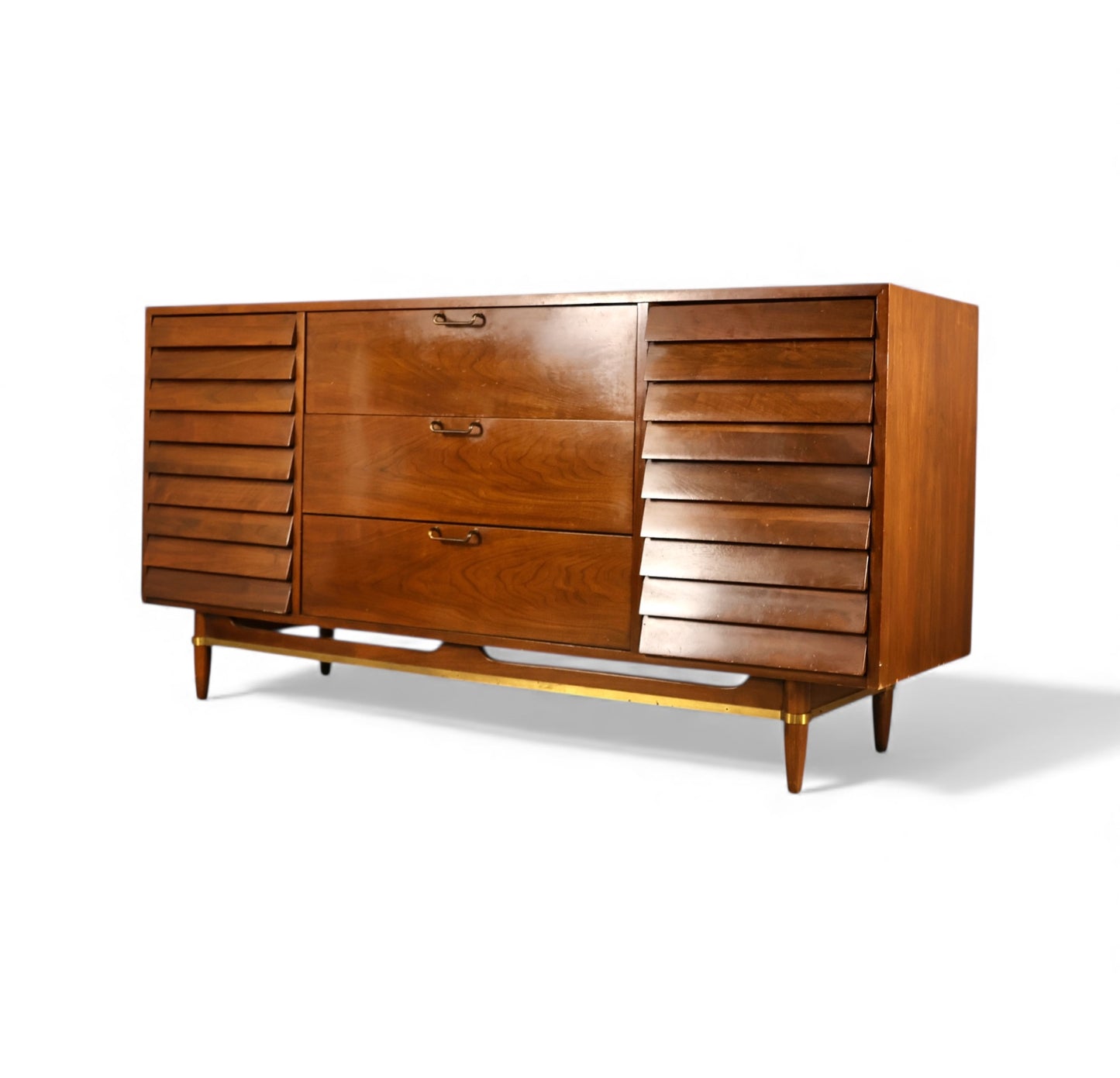 American of Martinsville Dania Collection Vintage Mid Century Modern 9 Drawer Lowboy Dresser c. 1960s