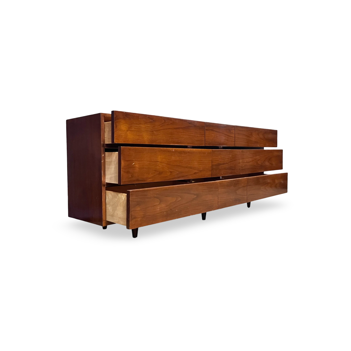 American of Martinsville lowboy dresser with nine drawers, 1960s design