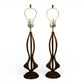Modeline Style Pair of Vintage Mid Century Modern Sculpted Walnut Table Lamps c. 1960s