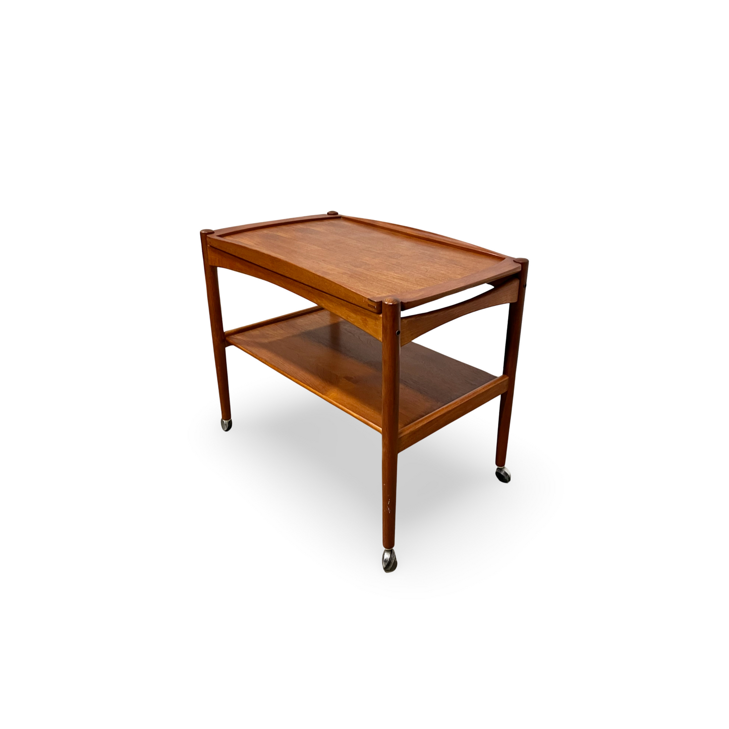 Poul Hundevad Vintage Mid Century Danish Modern Teak Bar Trolley Cart c. 1960s