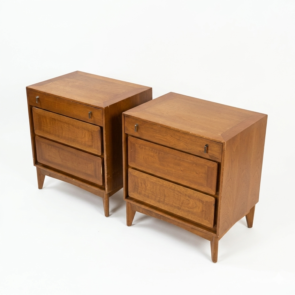 Red Lion Vintage Mid Century Modern Pair of Nightstands c. 1960s
