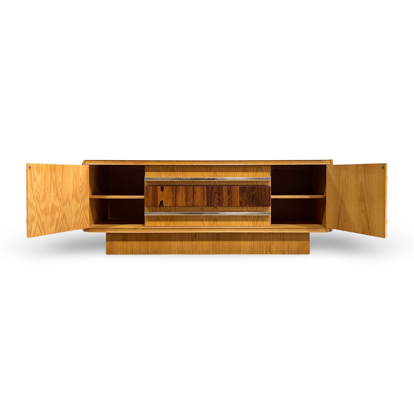 Tobago Furniture Brutalist Mid Century Modern Oak and Rosewood Lowboy Dresser c. 1970s