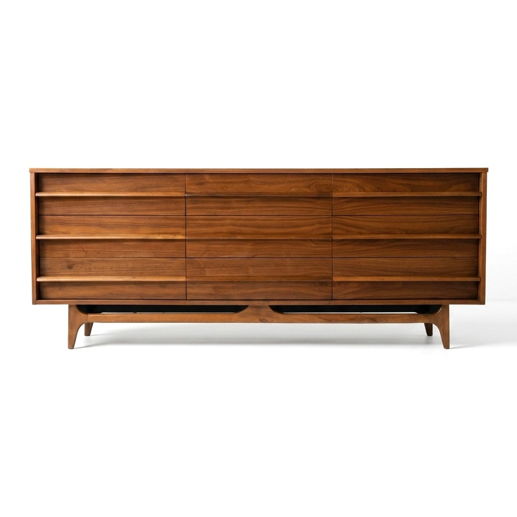 Young Manufacturing Vintage Concave Top Mid Century Lowboy Dresser c. 1960s