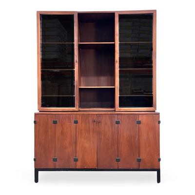 Milo Baughman for Directional Furniture Mid Century Modern 2 Piece ... — walnut construction, front view