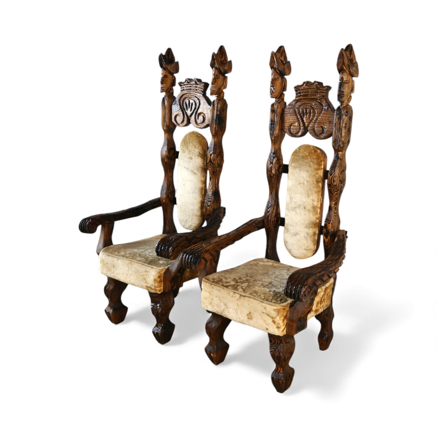 Witco Tiki Rare Pair of Vintage Mid Century Modern Throne Chairs c. 1960s