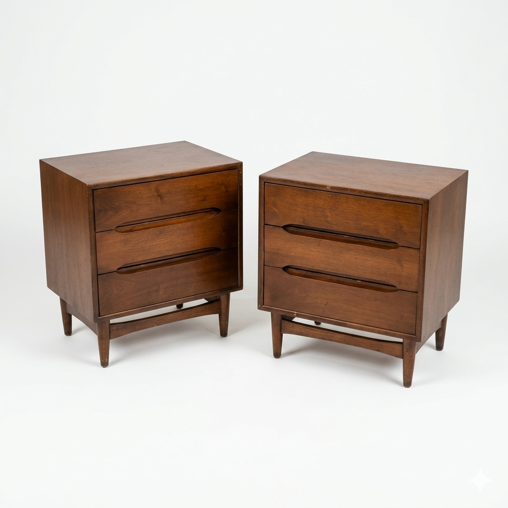 Ramseur Furniture Vintage Mid Century Modern Pair of Nightstands c. 1960s