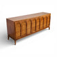 Thomasville Vintage Burlwood Mid Century Modern Sculptural 9 Drawer Lowboy Dresser c. 1960s