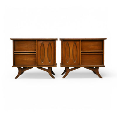 Sculpted Vintage Mid Century Modern Pair of Nightstands c. 1960s — front view