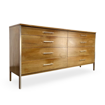 Paul Mccobb for Calvin Linear Vintage Mid Century Modern 8 Drawer D... — walnut construction, front view