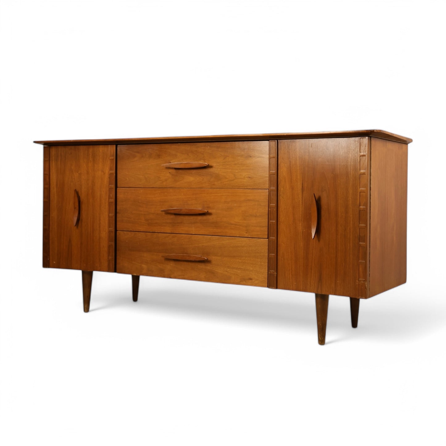 Young Manufacturing Vintage Mid Century Modern Concave Sculpted Credenza c. 1960s