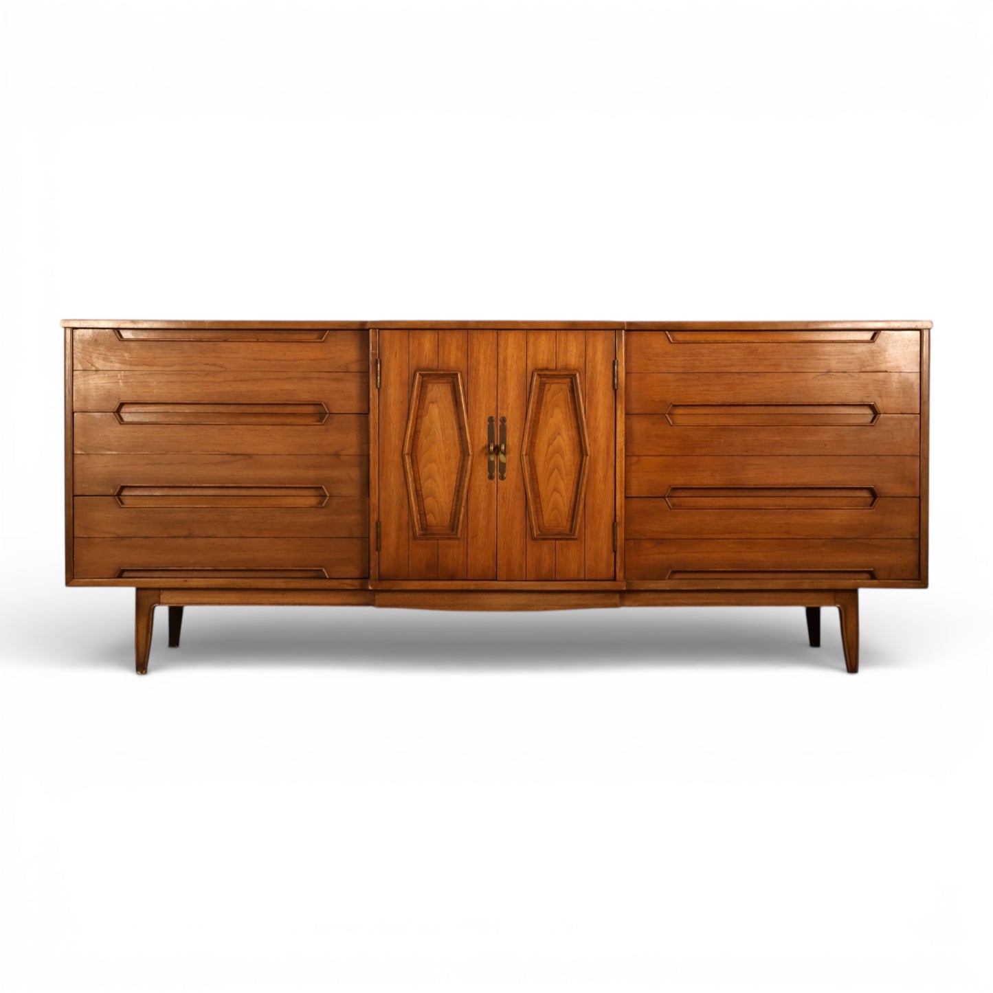 Thomasville Omega Vintage Mid Century Modern 9 Drawer Lowboy Dresser c. 1960s