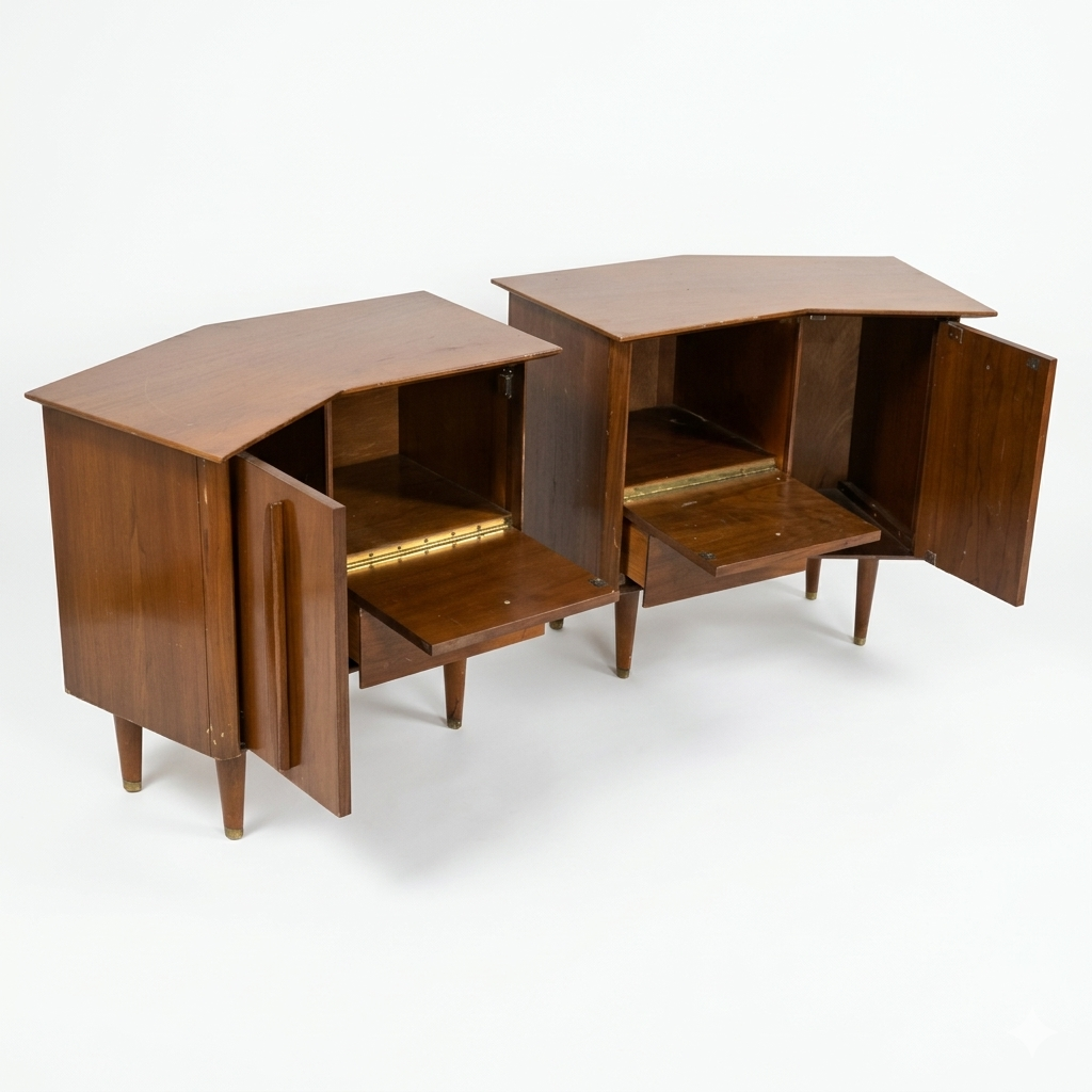 Helen Hobey Baker Vintage Mid Century Modern Pair of Nightstands c. 1960s — view 14