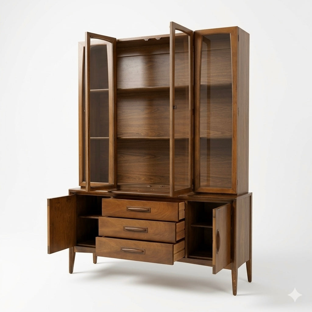 Broyhill Emphasis Vintage Mid Century Modern 2 Piece Buffet and Hut... — view 9