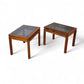 Kristiansen Thomassen Vintage Danish Mid Century Modern Teak and Smoke Glass End Tables Pair