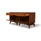 Tomlinson Pair of Vintage Mid Century Modern Burl and Walnut  Nightstands c. 1960s
