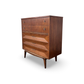 United Furniture Vintage Mid Century Modern Recessed Diamond 5 Drawer Highboy Dresser c. 1960s