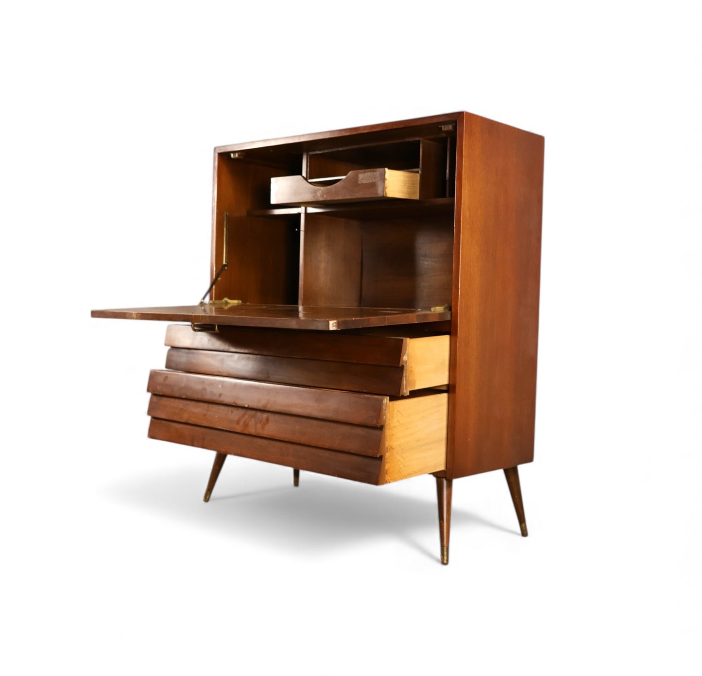 American of Martinsville Dania Collection Vintage Mid Century Modern Drop Front Secretary Desk c. 1960s
