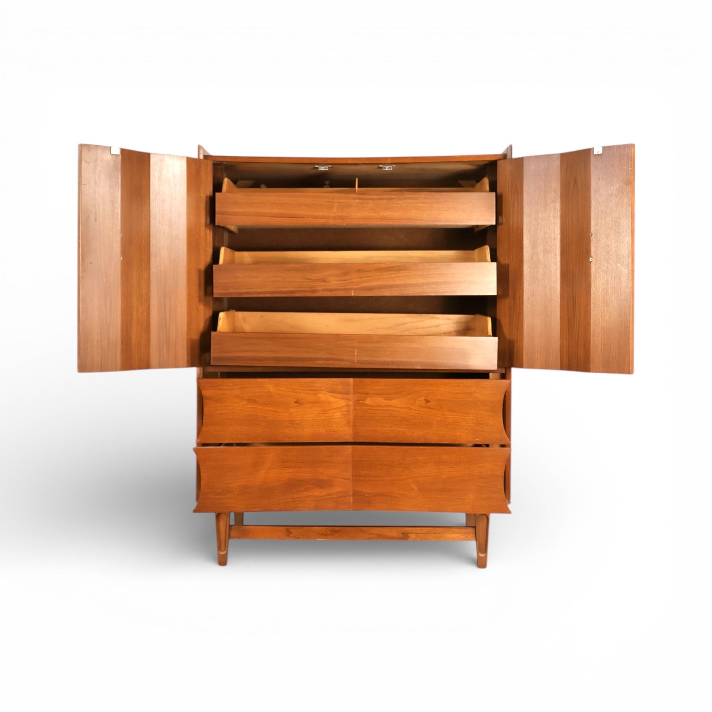 Specialty Woodcraft Inc. Vintage Mid Century Modern Highboy Dresser c. 1960s