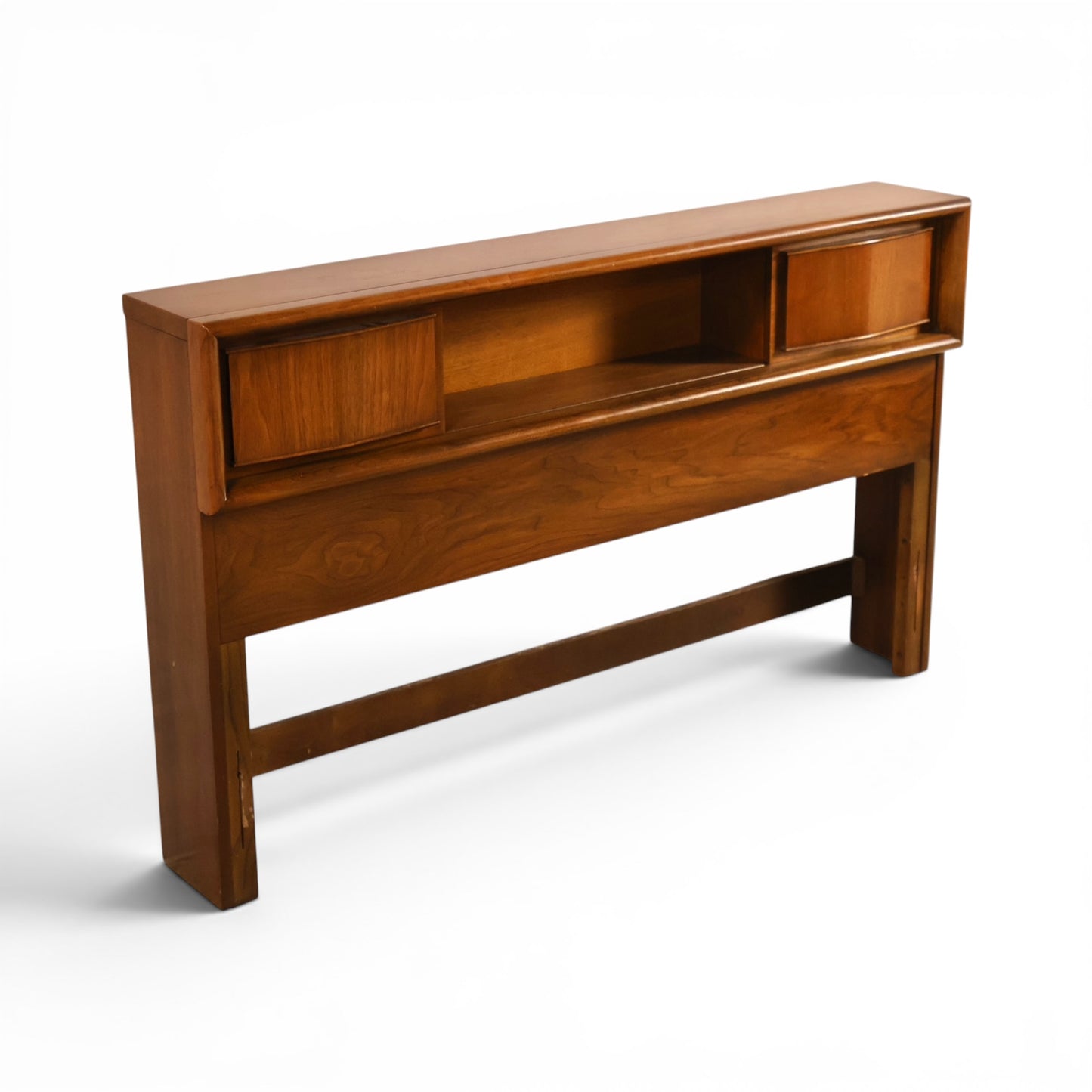 United Furniture Diamond Front Vintage Mid Century Modern Full Size Book Case Headboard c. 1960s