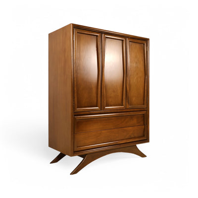 Kroehler Vintage Mid Century Modern Kagan Style Highboy Dresser c. ... — walnut construction, front view