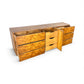 Lane Vintage Brutalist Mid Century Modern Burl 9 Drawer Lowboy Dresser c. 1970s