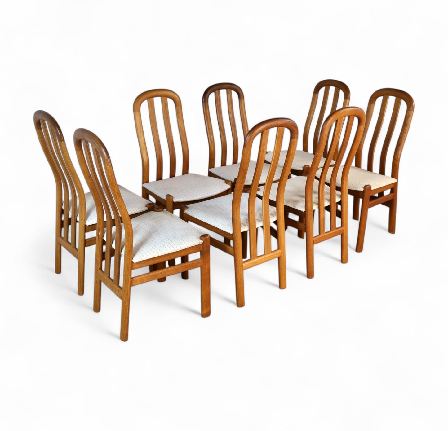 Skovby Vintage Danish Modern Set of 8 Teak Dining Chairs c. 1970s