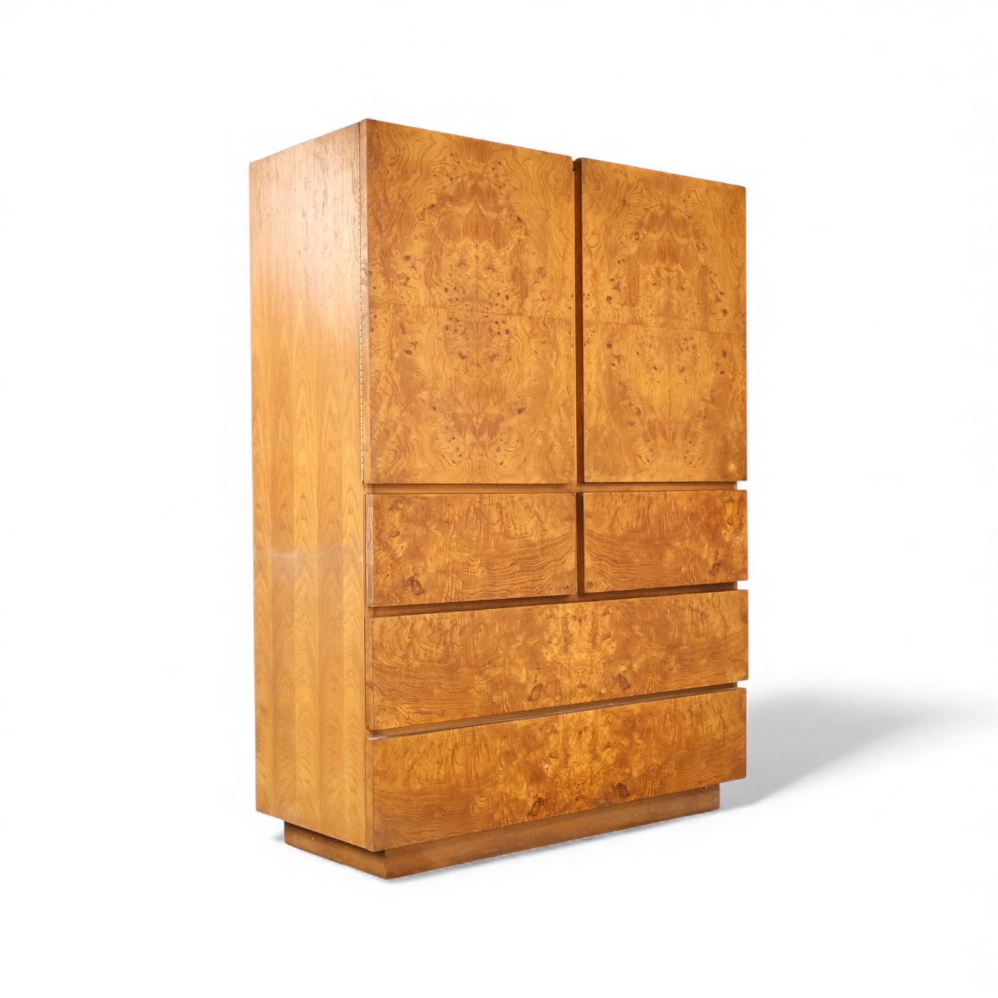 Lane Vintage Brutalist Mid Century Modern Burl Armoire c. 1970s