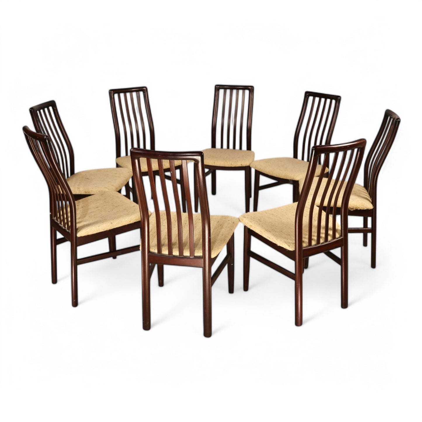 SVA Mobler Rosewood Danish Mid Century Modern Set of 8 Dining Chairs c. 1970s