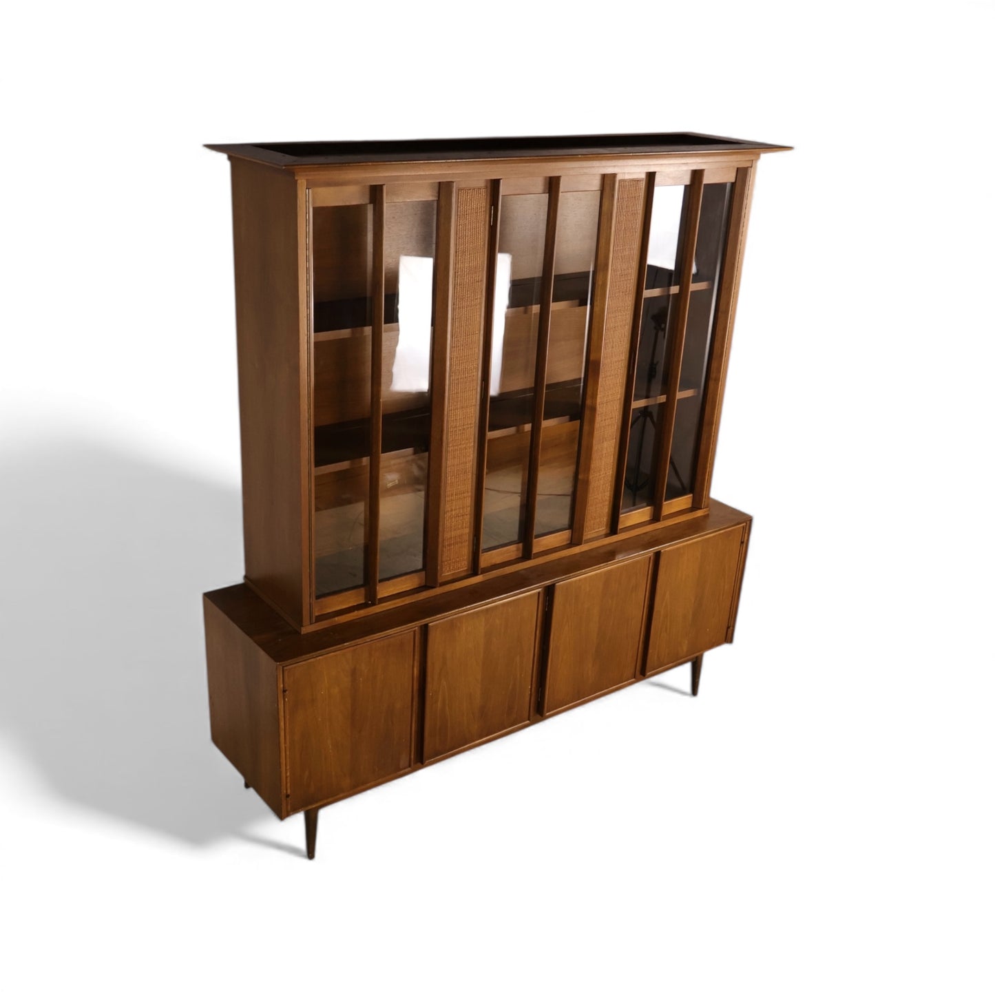 American of Martinsville Vintage Mid Century Modern 2 Piece China Cabinet Hutch c. 1960s