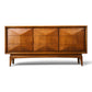 United Furniture Diamond Front Vintage Mid Century Modern Nine Drawer Lowboy Dresser c. 1960s