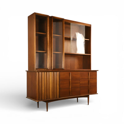 United Furniture Vintage Mid Century Modern 2 Piece China Cabinet B... — front view