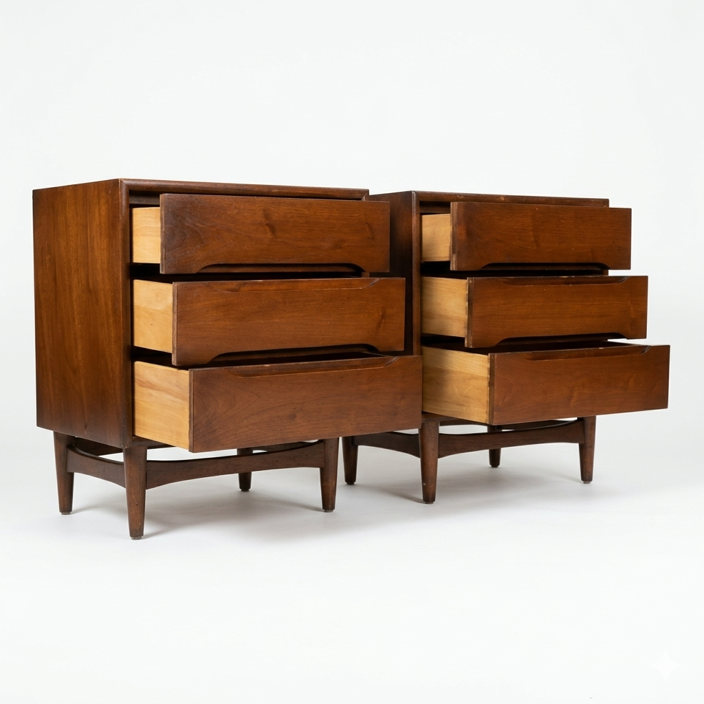 Ramseur Furniture Vintage Mid Century Modern Pair of Nightstands c. 1960s