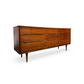 Vintage Mid Century Modern 9 Drawer Lowboy Walnut Dresser c. 1960s