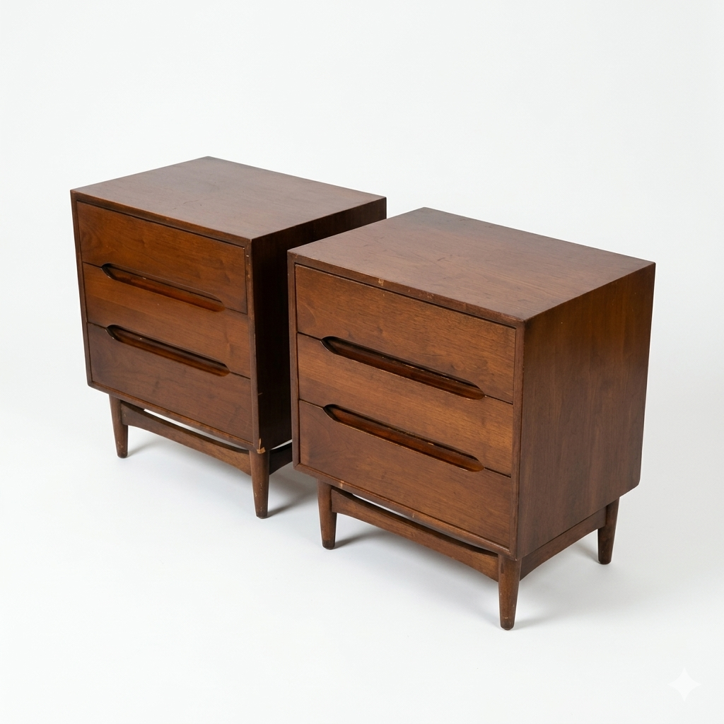 Ramseur Furniture Vintage Mid Century Modern Pair of Nightstands c. 1960s