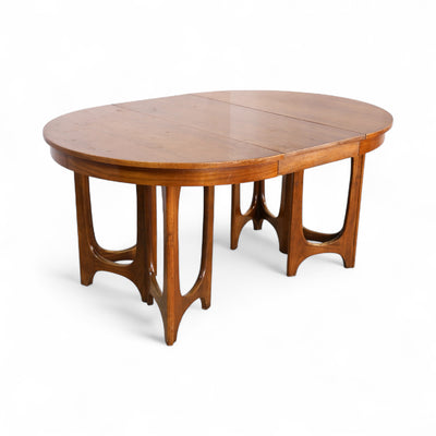 Broyhill Brasilia Vintage Mid Century Modern Sculpted Pedestal Dini... — walnut construction, front view