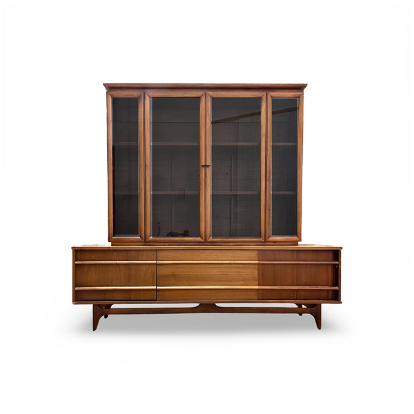 Young Manufacturing Vintage Mid Century Modern 2 Piece China Cabine... — front view