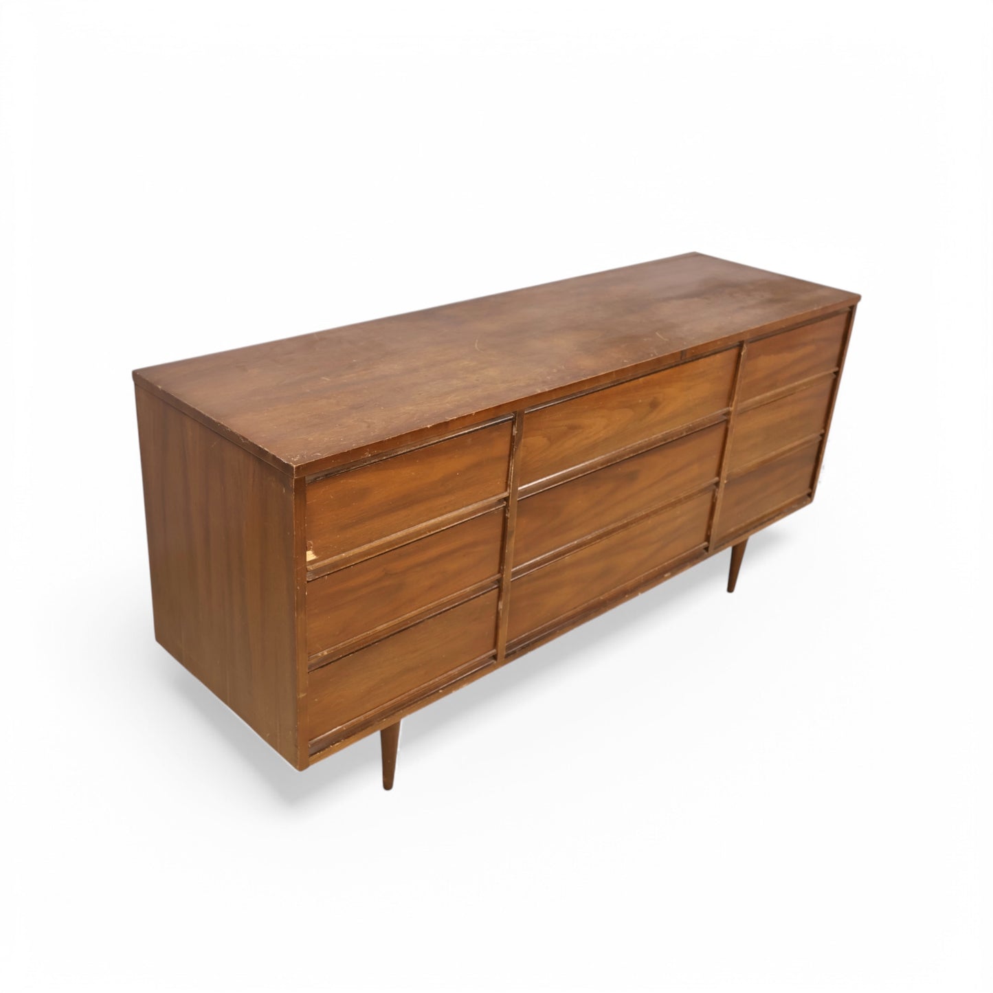 Dixie Vintage Mid Century Modern 9 Drawer Lowboy c. 1960s